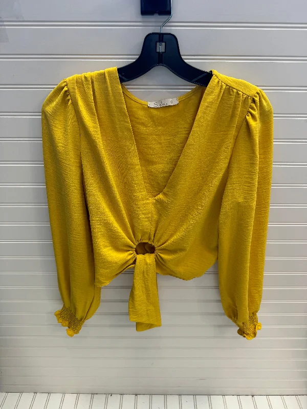 Women's Blouse for Casual WearTop Long Sleeve By Sublini In Yellow, Size: L