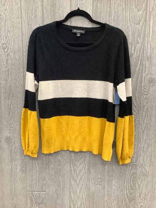 Women's Blouse with Peter Pan CollarTop Long Sleeve By Inc In Black, Size: L