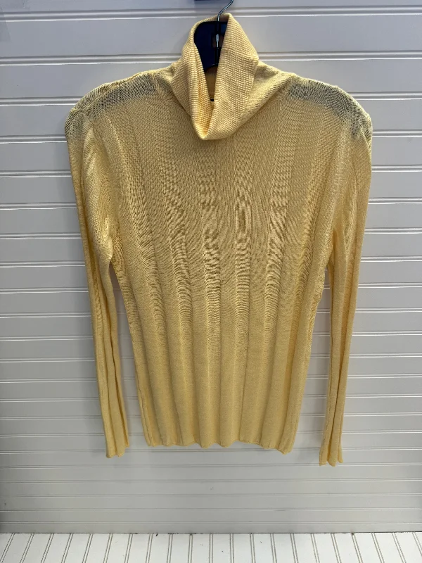 Women's Blouse with Notched CollarTop Long Sleeve By Mng In Yellow, Size: S