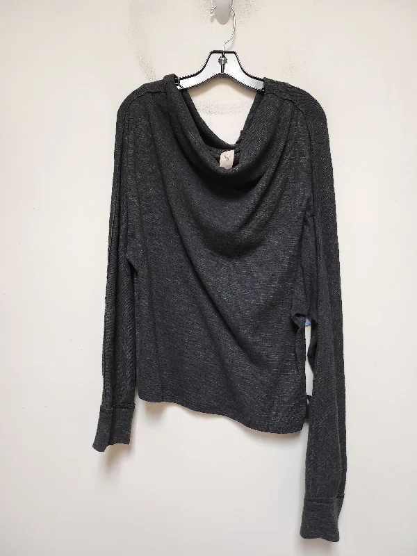 Women's Blouse with V-Shaped CollarTop Long Sleeve By We The Free In Grey, Size: L