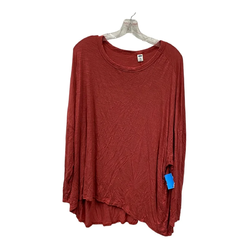 Women's Blouse with Collarless DesignTop Ls By Old Navy In Red, Size:Xxl