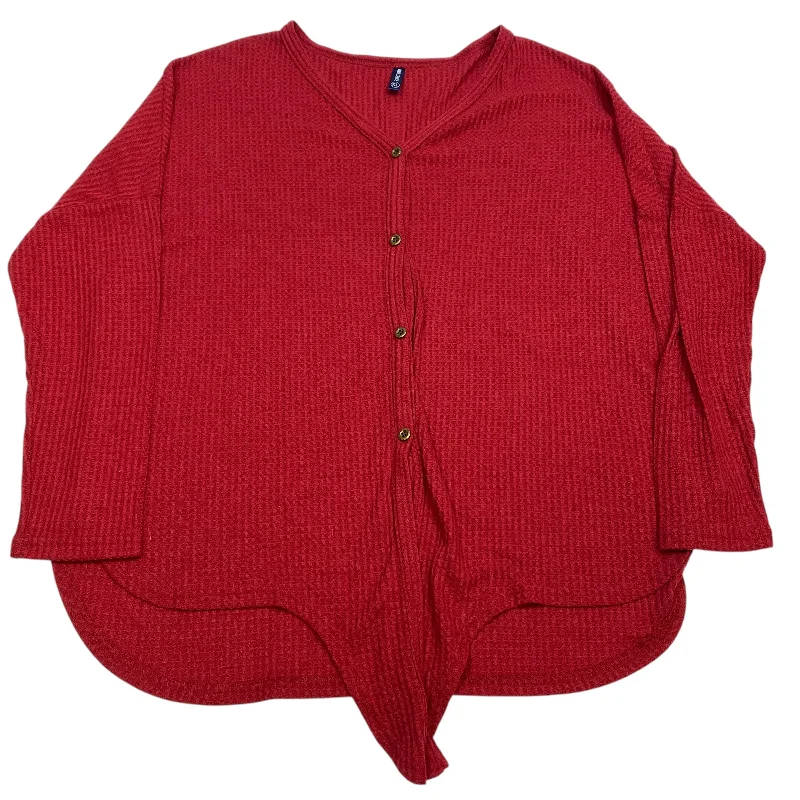 Women's Blouse with Puffed SleevesTop Long Sleeve By Iwollence In Red, Size: Xl