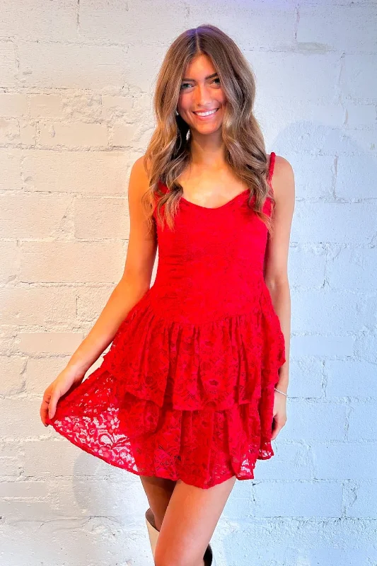 Women's Sweetheart Collar DressesLet's Tango Lace Dress