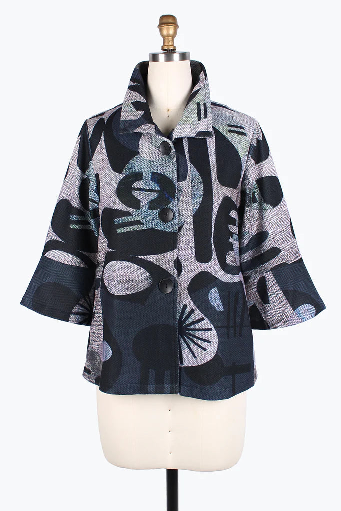 men's denim jacket with embroideryDamee Abstract Art Jacket 4821-Gry