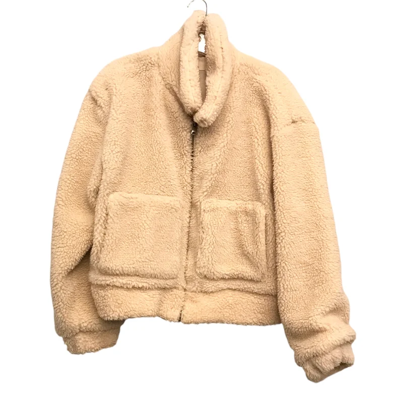 Women's Coats with Fur Trimmed PocketsTAN JACKET FAUX FUR & SHERPA by THREAD AND SUPPLY Size:M