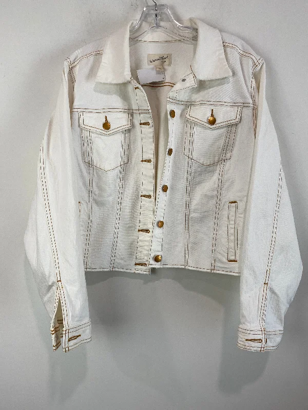 Women's Coats with Fur Trimmed ButtonsJacket Denim By Universal Thread In White, Size: Xl
