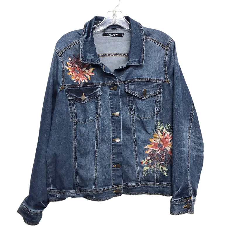 Women's Hooded CoatsJacket Denim By Max Studio In Blue Denim, Size:1X